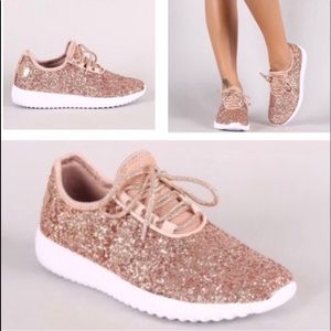 Size 7 Rose Gold Glitter Sneakers